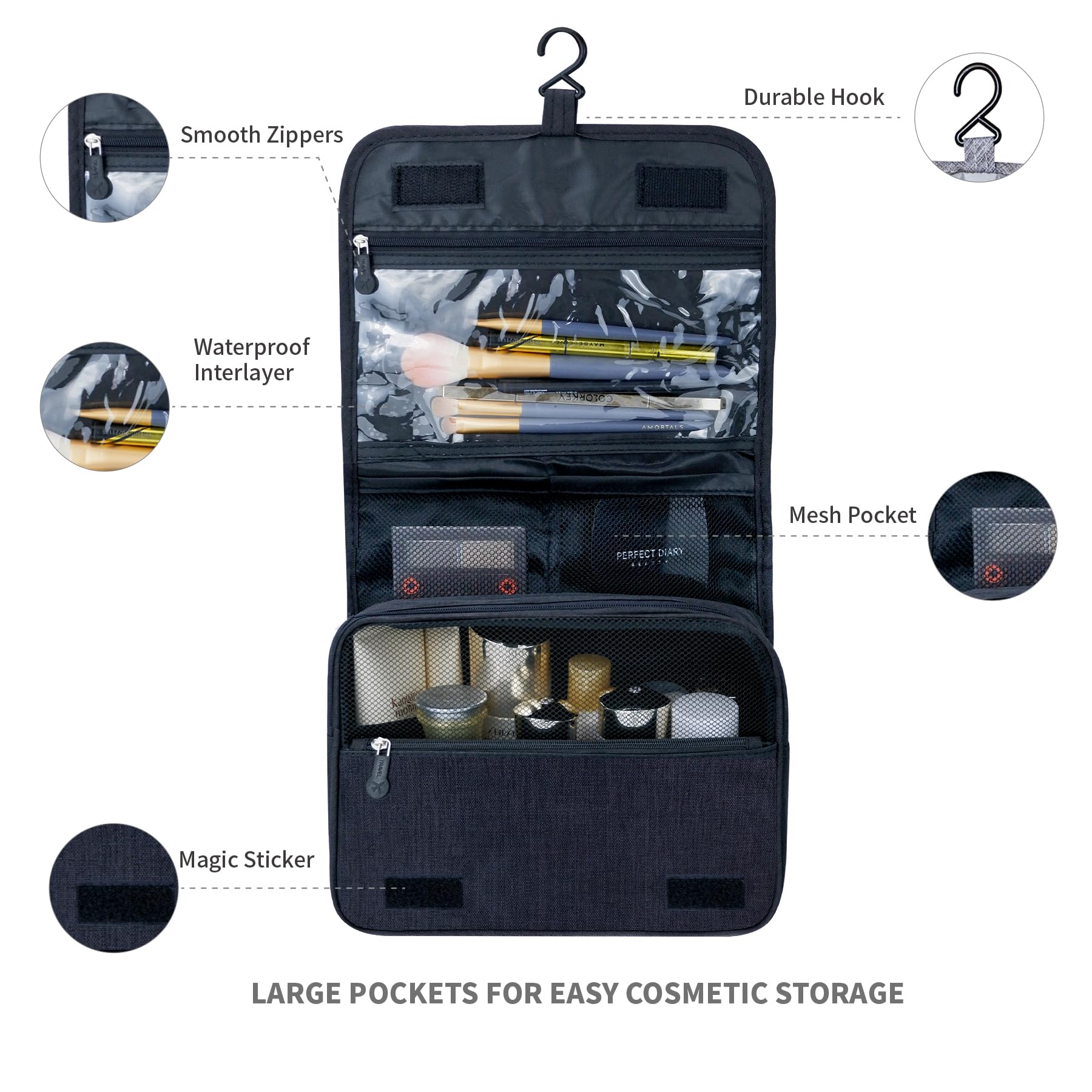 Lcsmaokin toiletry bag unfolded size ready to organize full toiletries.