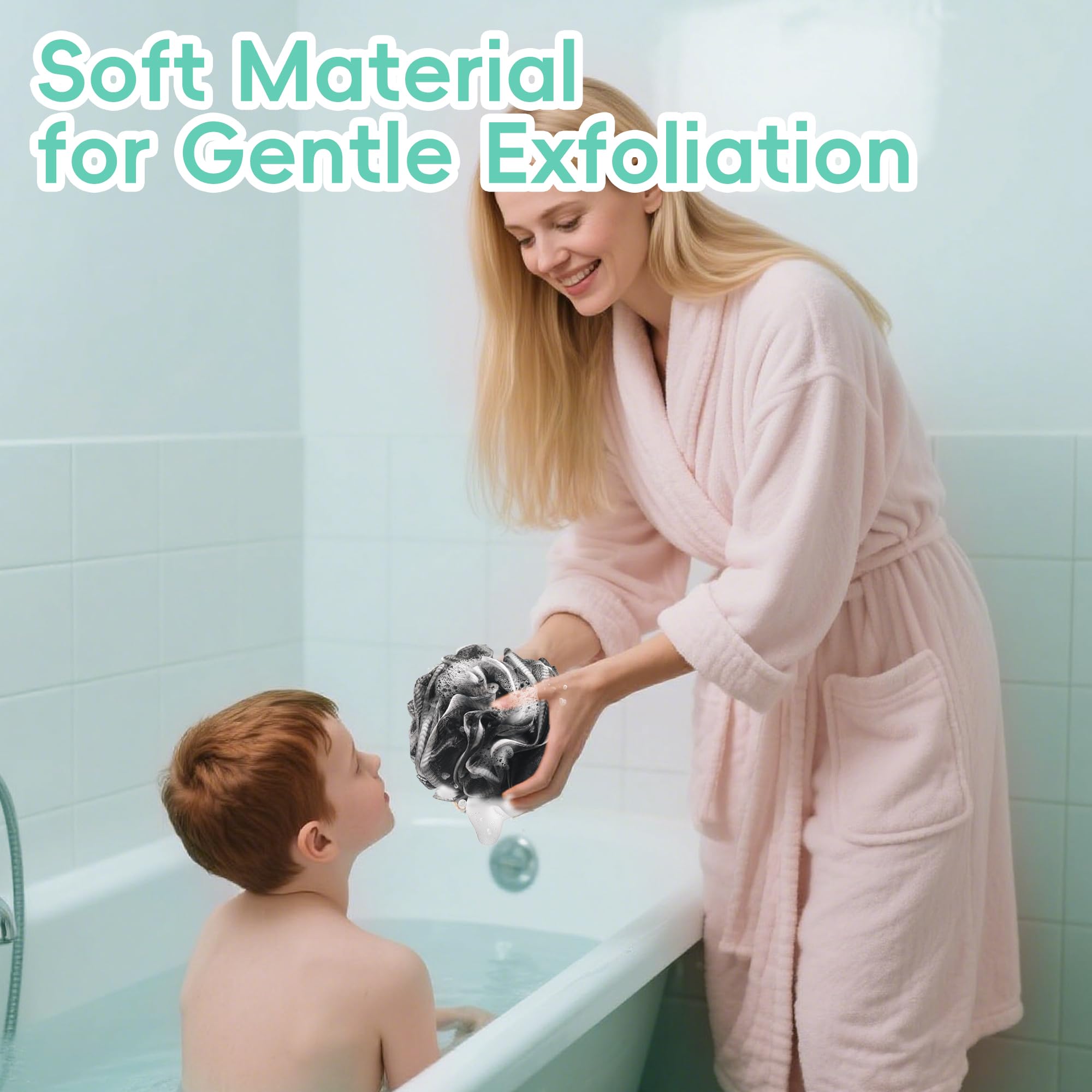 LCZLBath dense mesh loofah creates rich foam without scratching skin.