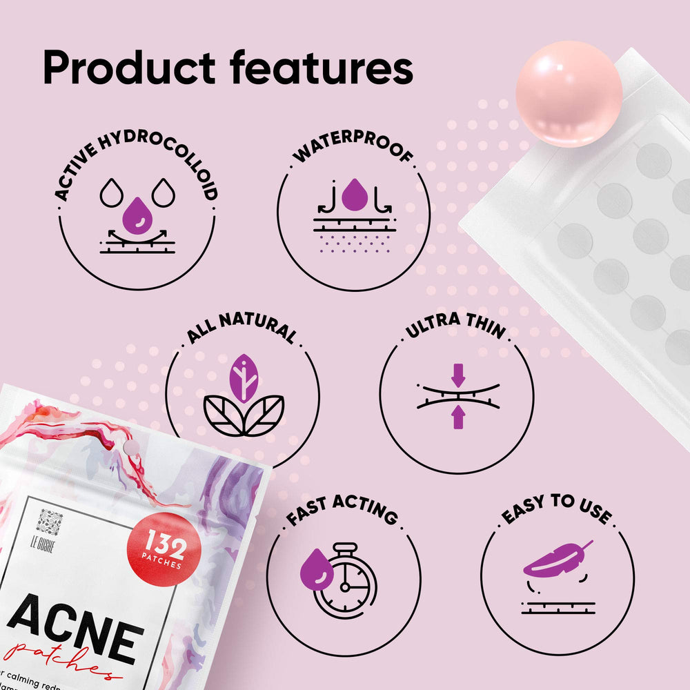LE GUSHE hydrocolloid patch absorbing pimple gunk for faster calm.