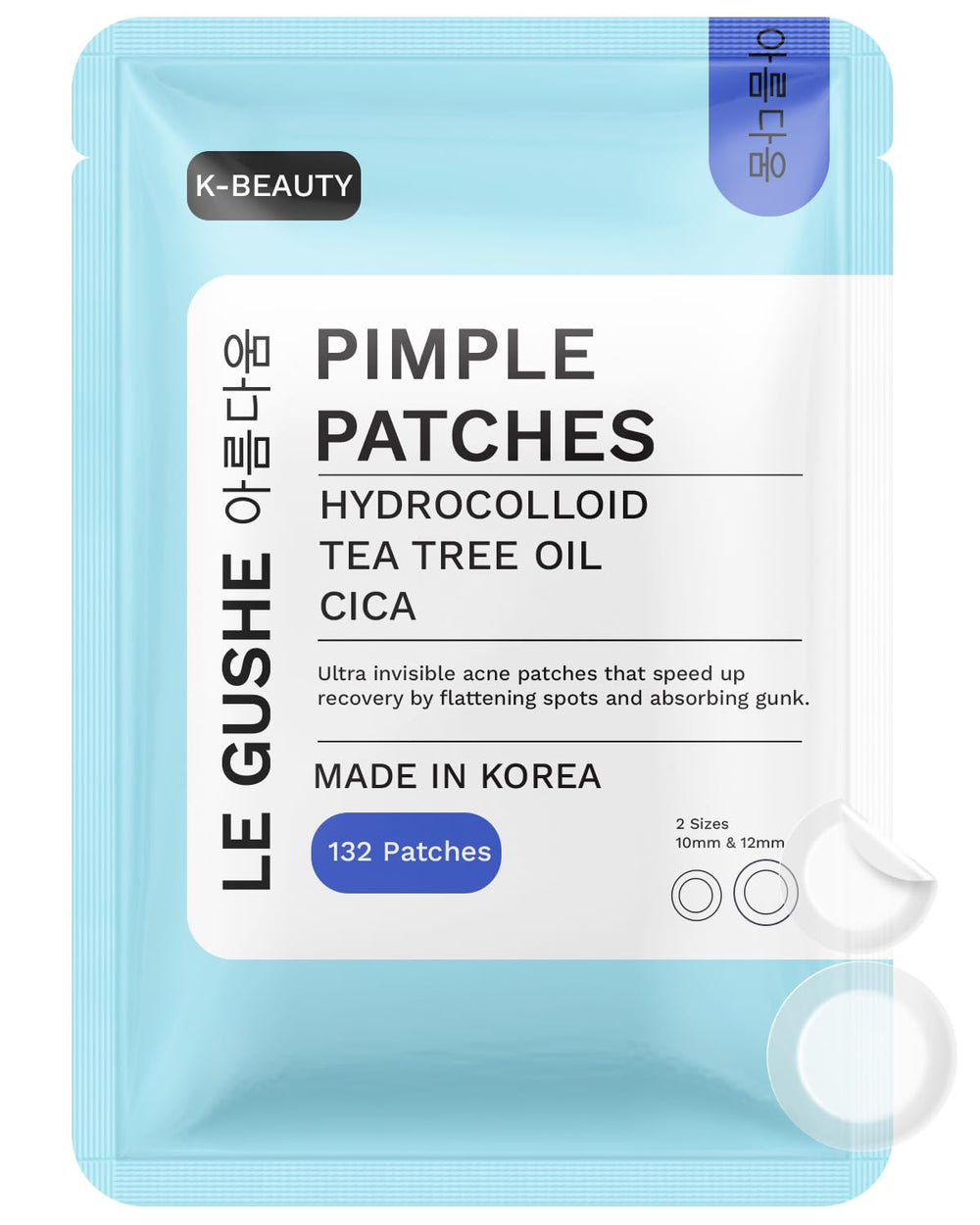 LE GUSHE patch closeup on skin for targeted acne care
