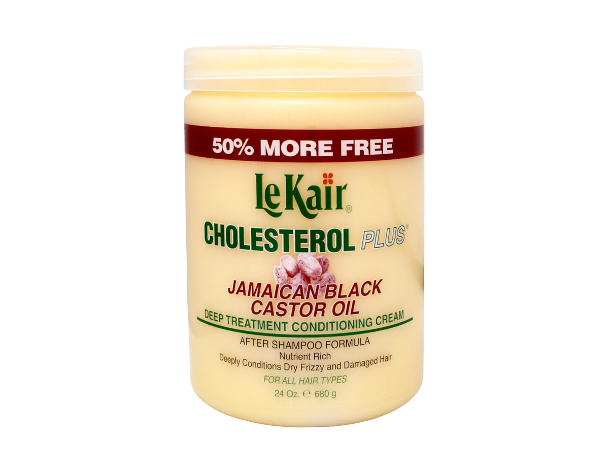Le Kair Cholesterol Plus bottle pouring for quick at-home deep conditioning.