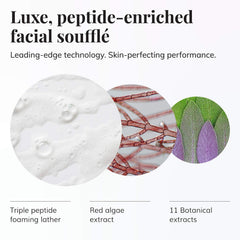 Le Mieux foam on hand showing creamy lather for gentle cleansing.