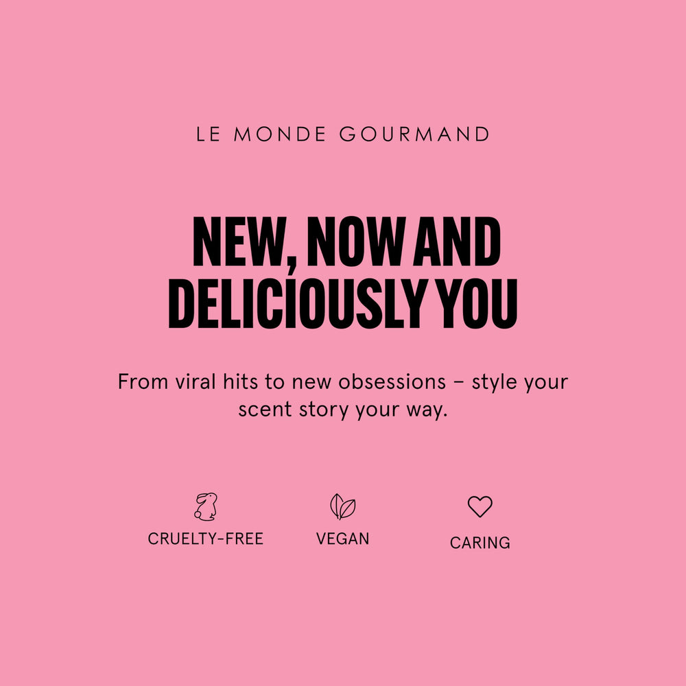 Le Monde Gourmand Creme Vanille bottle with daily wear styling suggestion.