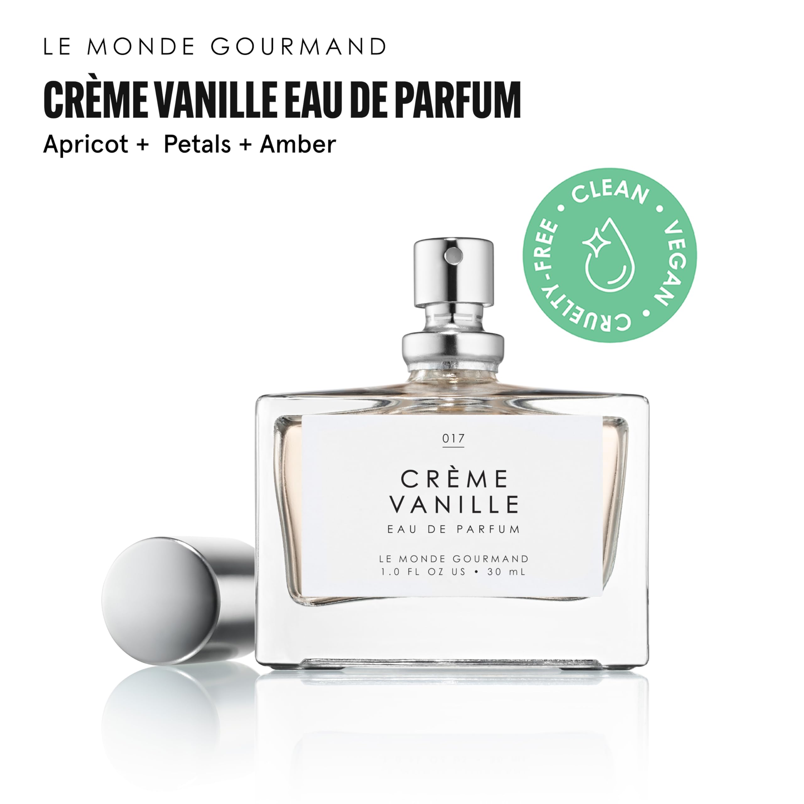 Le Monde Gourmand Creme Vanille label close-up highlights jasmine and amber accents.
