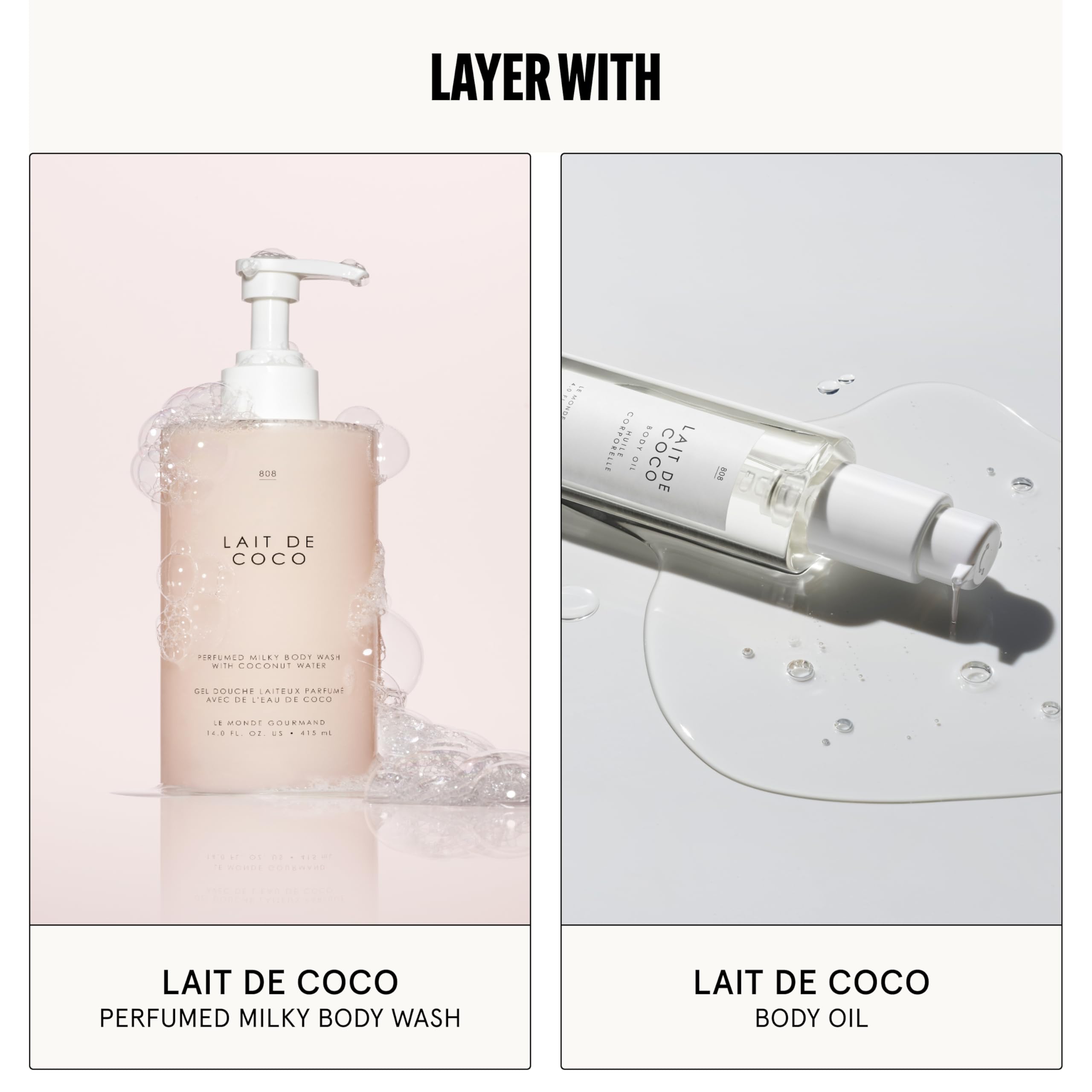 Le Monde Gourmand Lait de Coco vegan cruelty-free label shown on packaging.