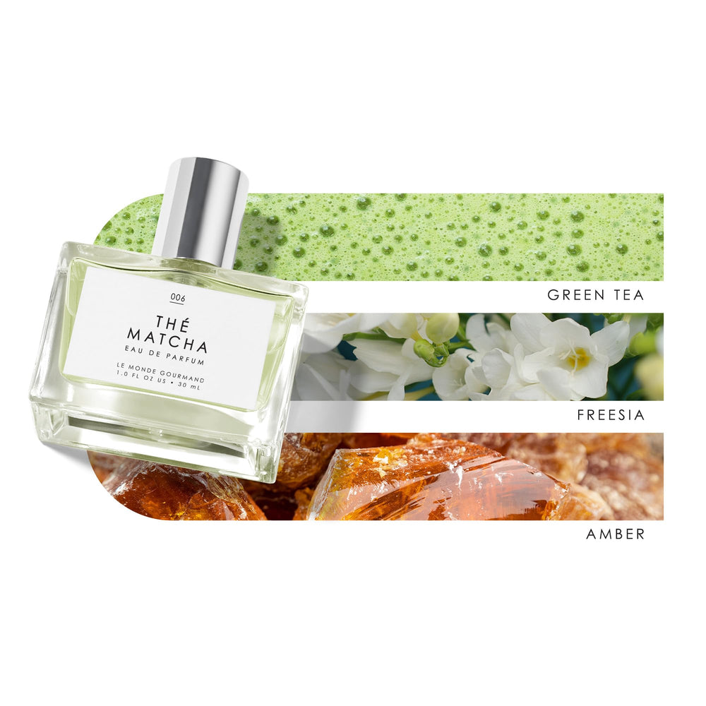 Pour action shot of Le Monde Gourmand Thé Matcha suggests easy application.