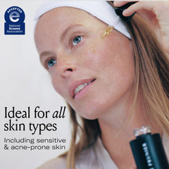 Dropper dispensing an even amount, ideal for mixing with creams or foundations.