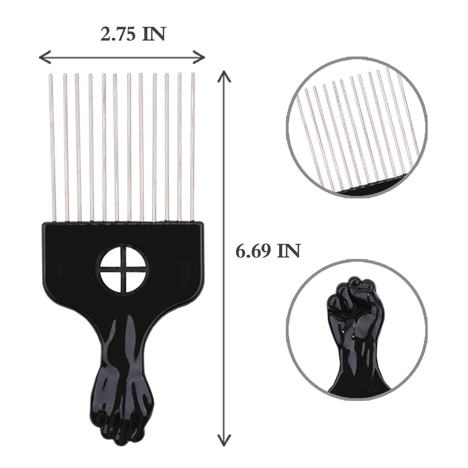 LEADUWAY metal teeth detangler with plastic handle for comfortable styling and grooming.