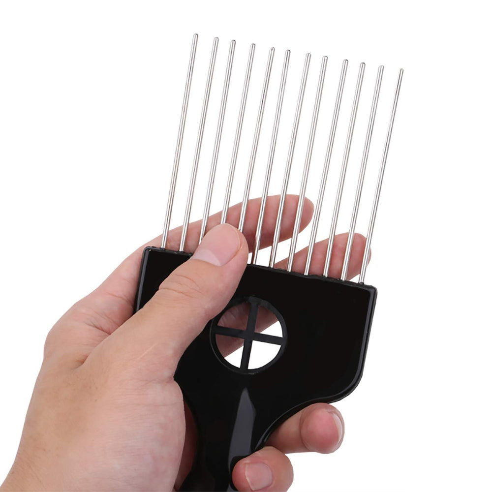 LEADUWAY black fist-style hair pick used to add volume to curls.