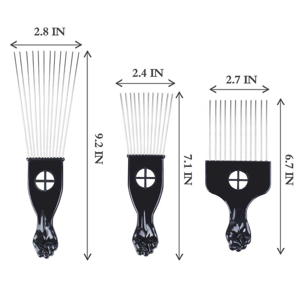 LEADUWAY afro pick front view shows durable, rust-resistant design.
