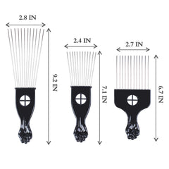 LEADUWAY afro pick front view shows durable, rust-resistant design.
