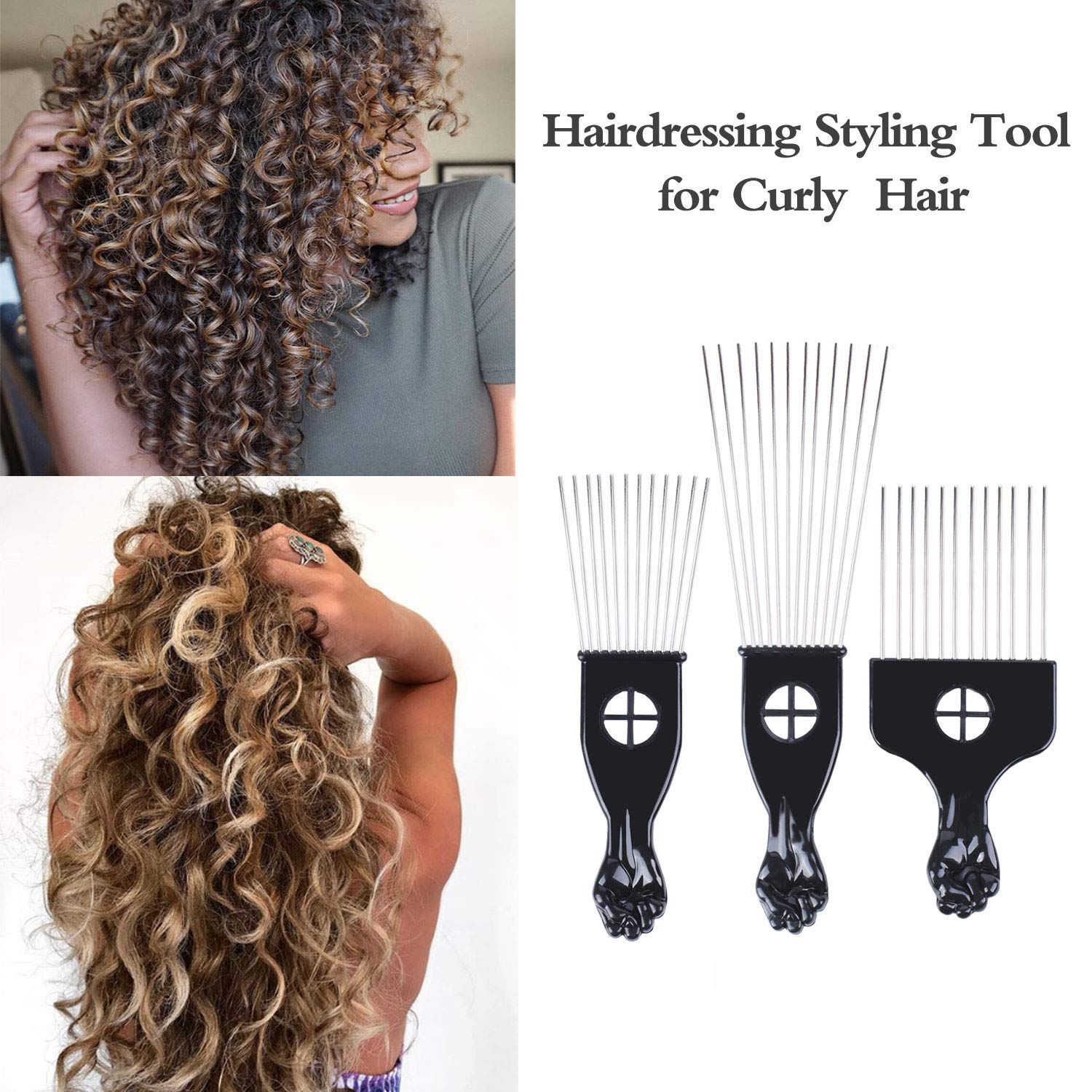 LEADUWAY hair pick ergonomic plastic handle for easy grip.