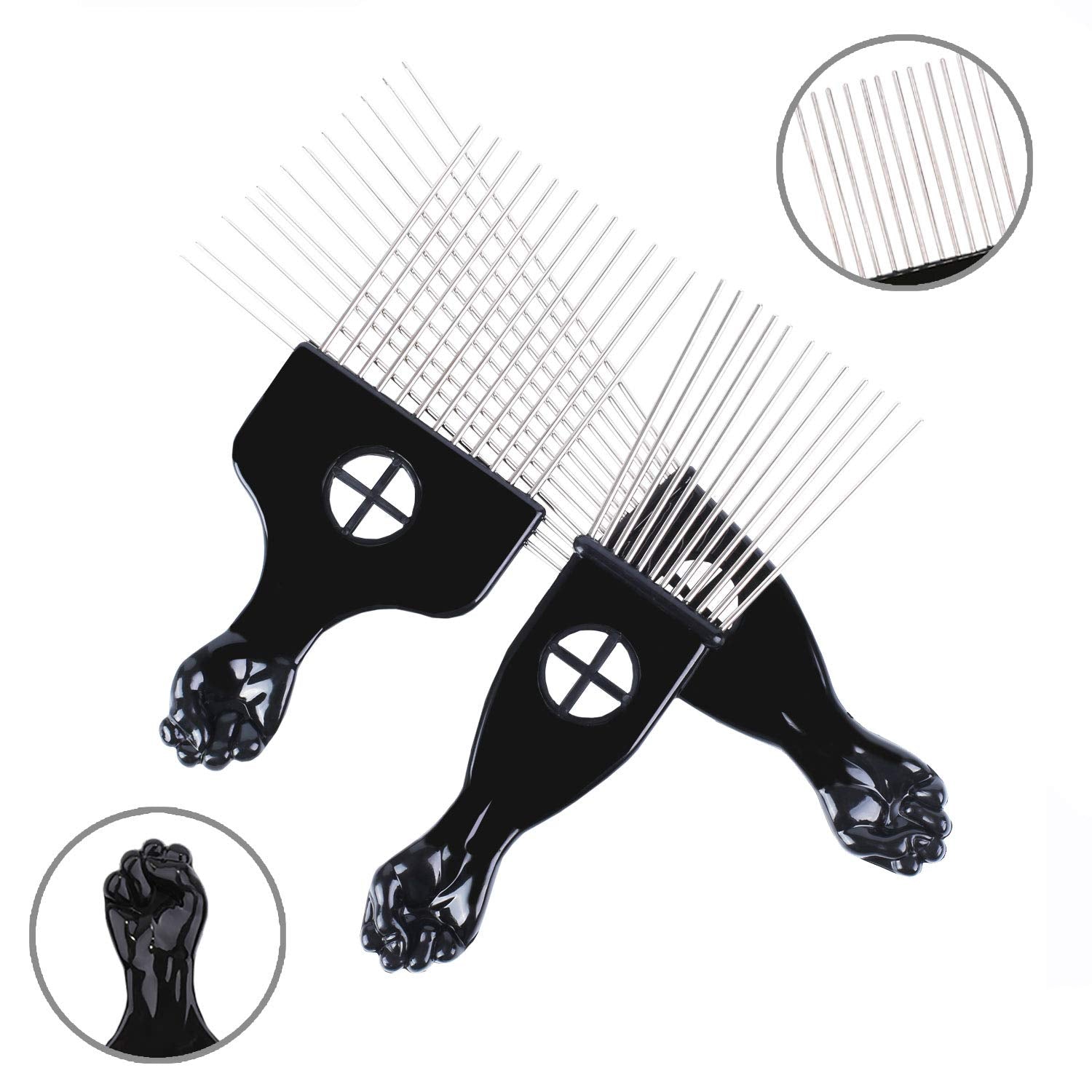 LEADUWAY metal teeth close-up highlights skin-friendly scalp care.