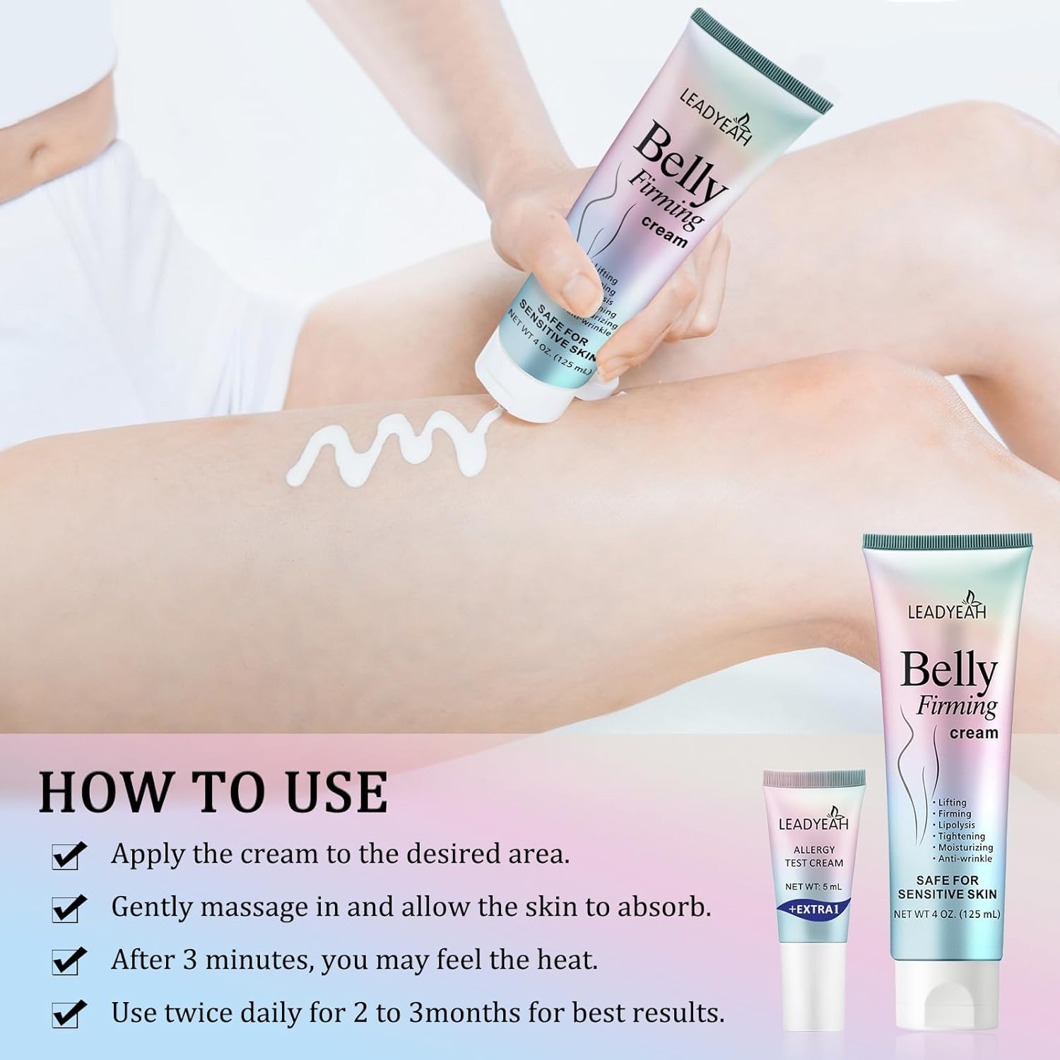 Leadyeah B Flat Belly Firming Cream absorbs quickly into the skin.
