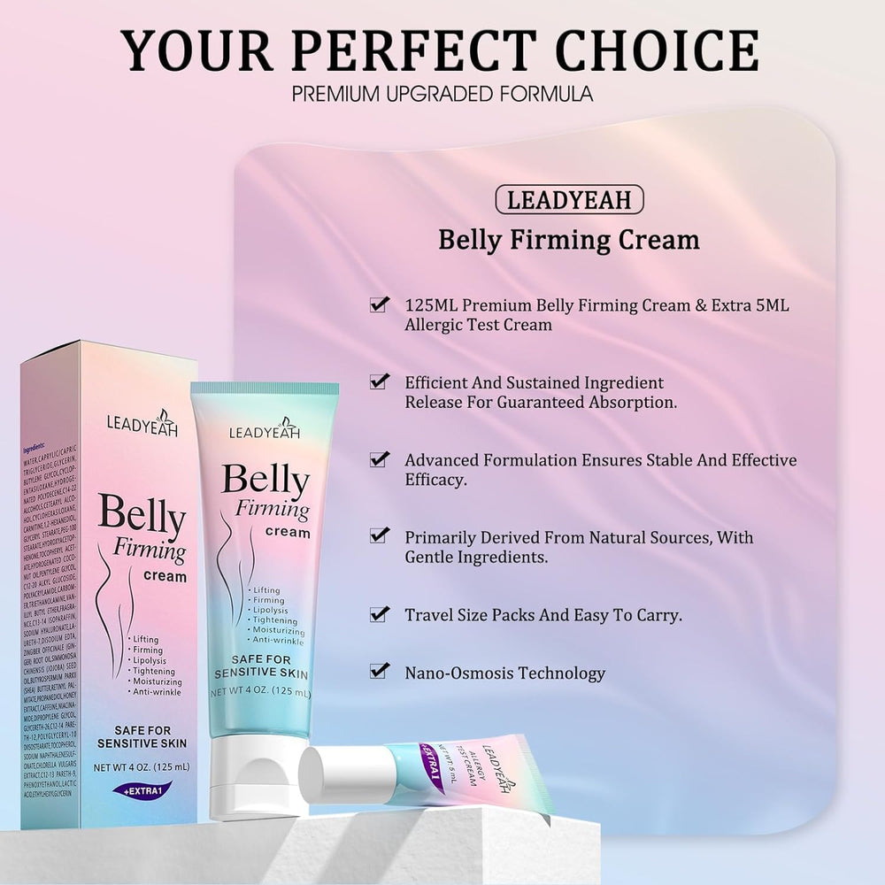 Packaging and jar of Leadyeah B Flat Belly Firming Cream.