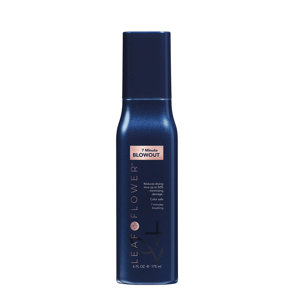 Leaf and Flower 7 Minute Blowout bottle speeds drying and smooths frizz.