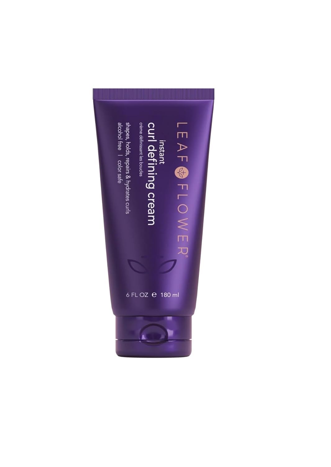 Leaf & Flower Instant Curl Defining Cream bottle showing creamy texture for defined curls.