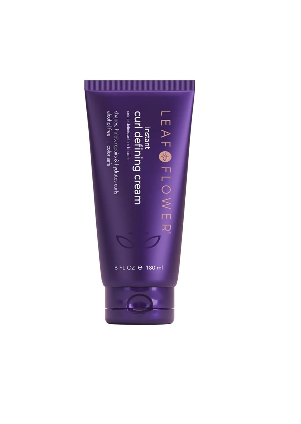 Leaf & Flower Instant Curl Defining Cream bottle showing creamy texture for defined curls.
