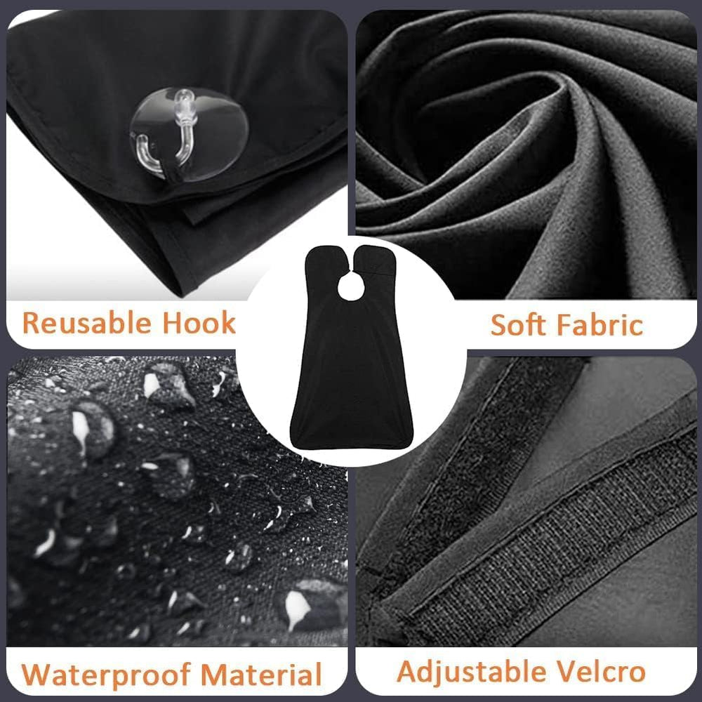 Leaflai beard bib apron neck-strap adjustment demonstrates secure, comfortable fit.