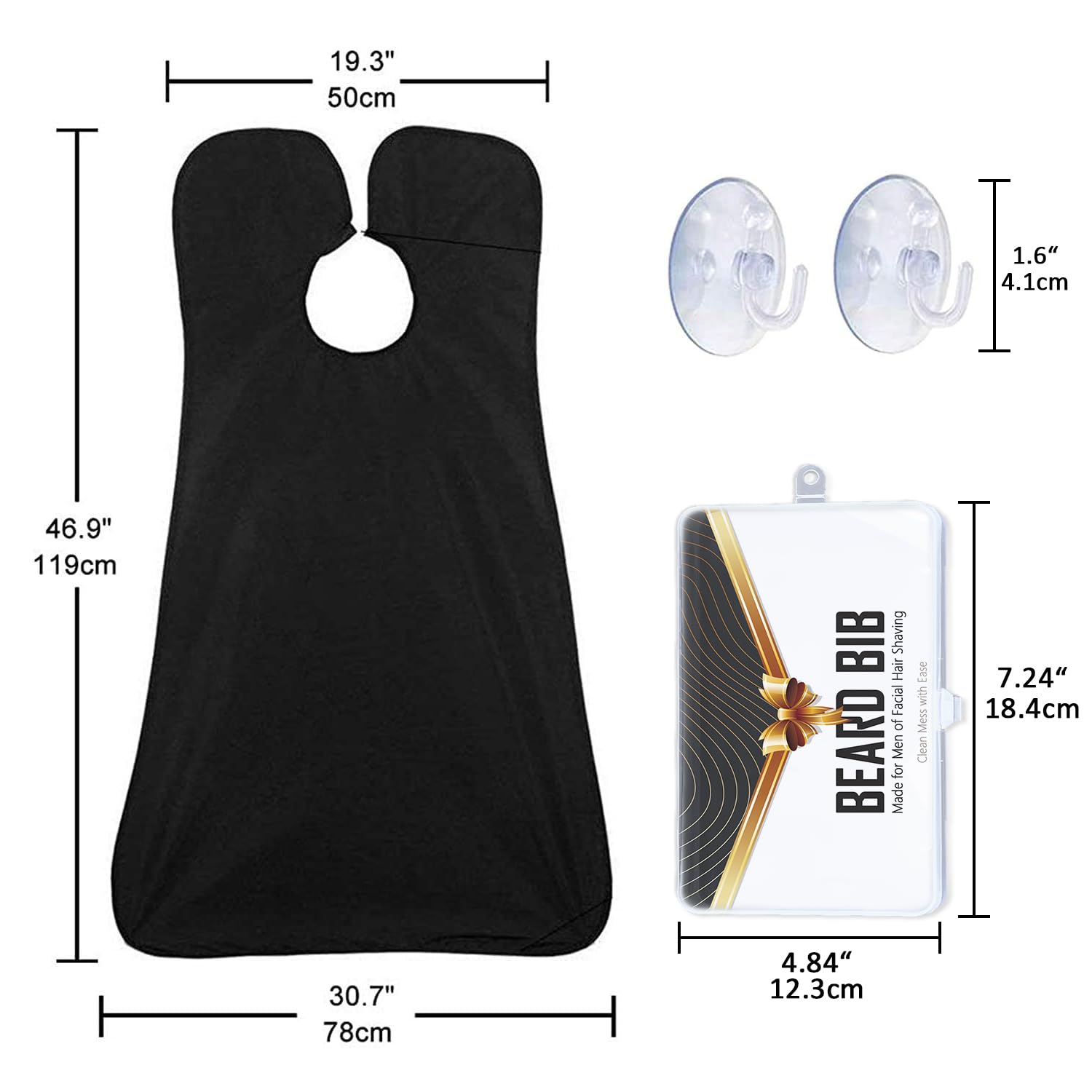 Leaflai beard bib apron with three suction cups secured to mirror