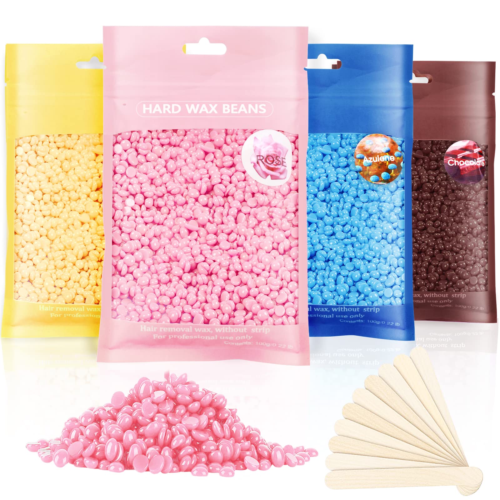 Leaflai hard wax beads 400g kit with sticks, ideal for at-home full-body waxing sessions.