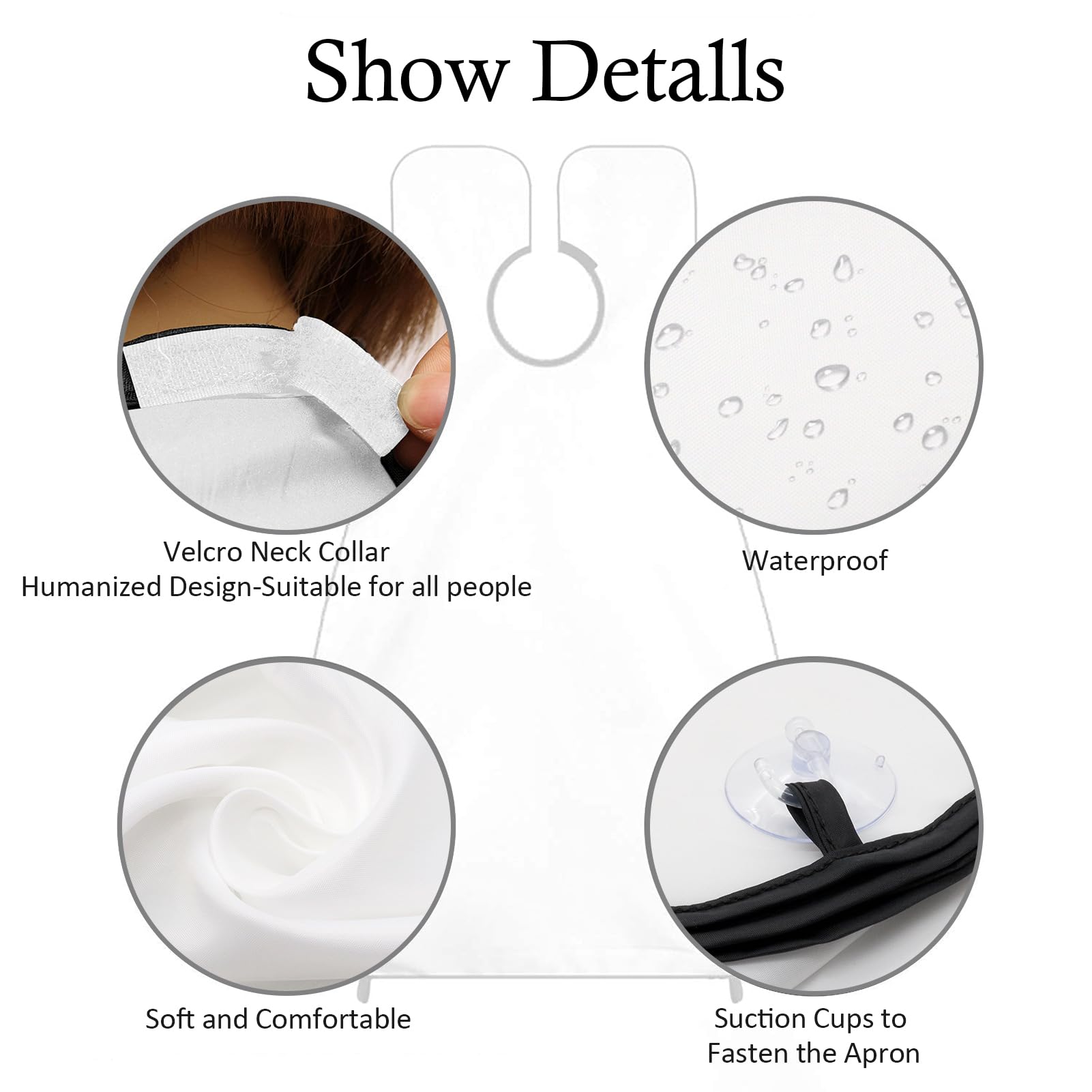 Leaflai beard bib apron suction cups anchor securely to surface.