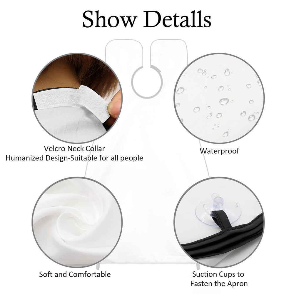 Leaflai beard bib apron suction cups anchor securely to surface.