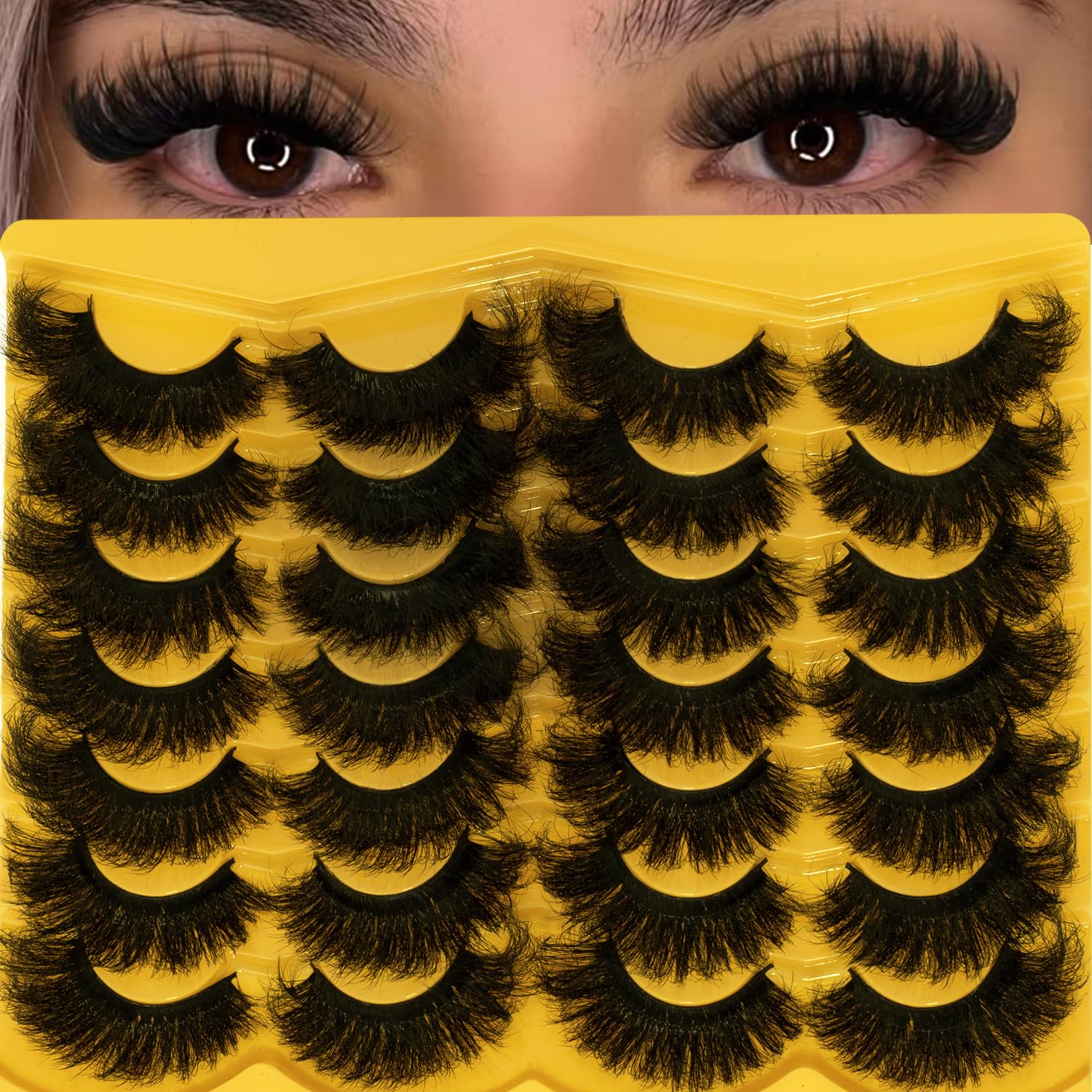 Leafmoon mink lashes fluffy 20mm cat-eye for dramatic yet natural look.