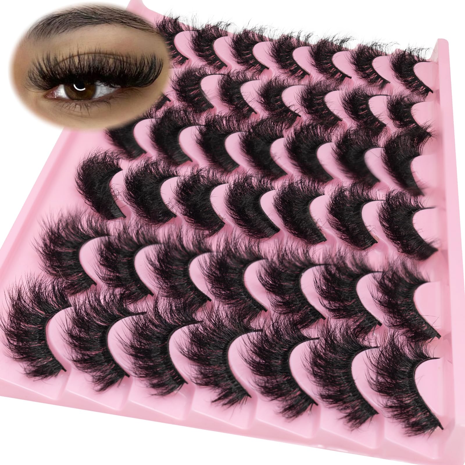 LEAFMOON wispy mink lashes close-up with cat-eye flare for natural drama