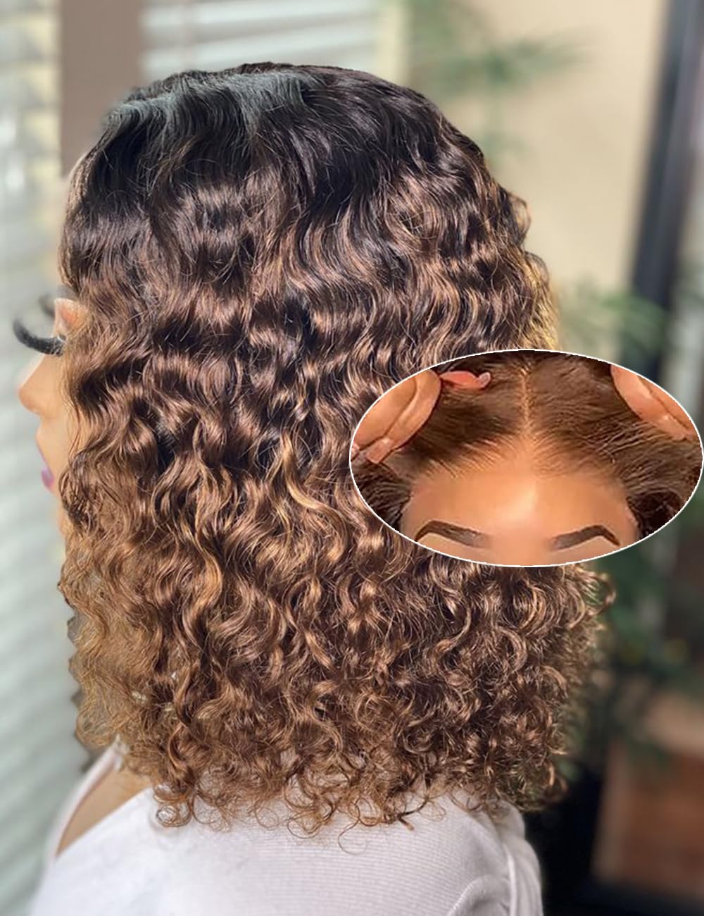 Lealife 12 inch highlight blonde wig front view showing natural shine and seamless blend