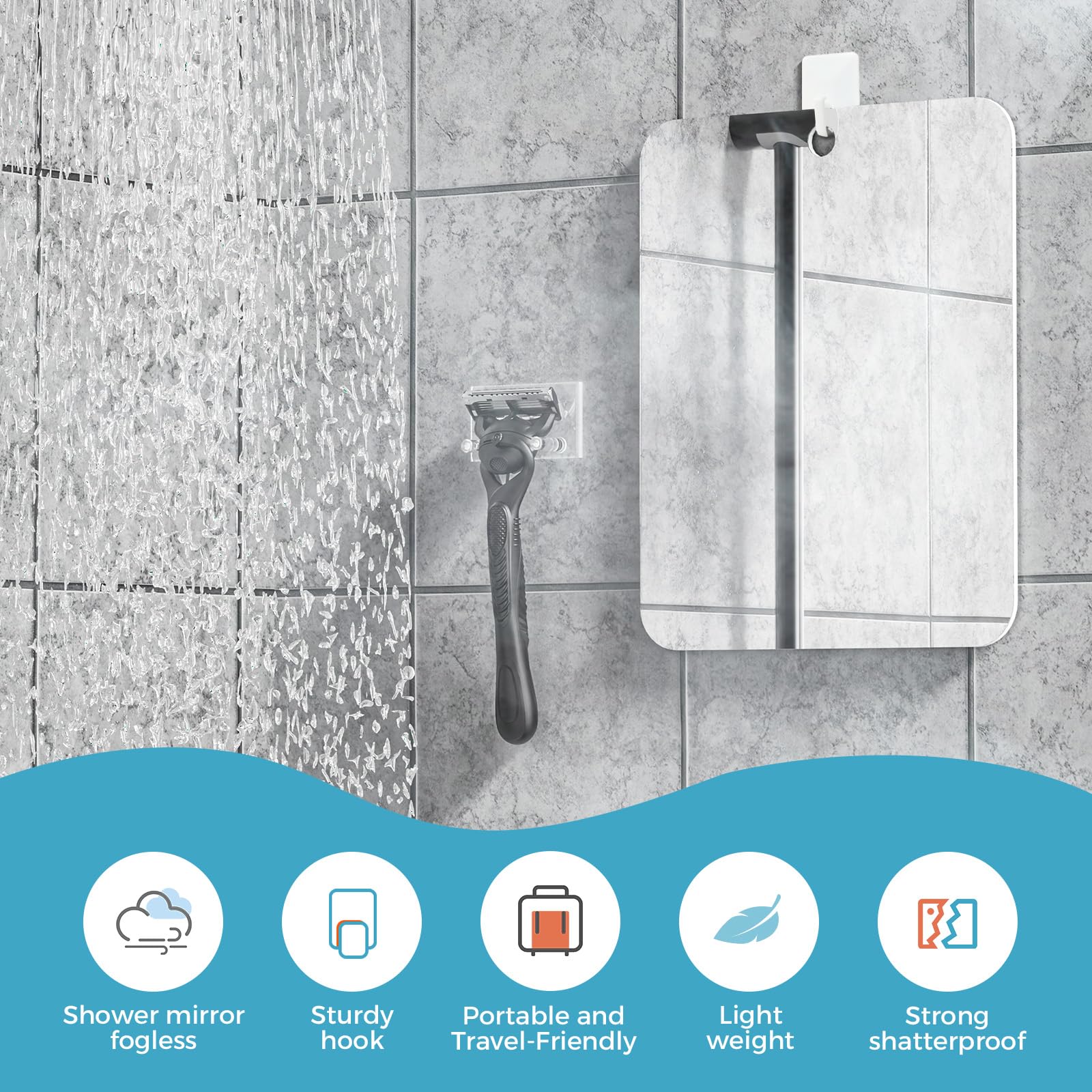 LeaOcaao fogless mirror helps precise shaving on difficult areas in the shower.