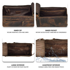 LEATHER VILLAGE exterior pocket for small essentials during travel