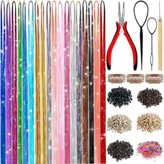 LEDIZE Hair Tinsel Kit shows vibrant 18-color strands for festive looks.