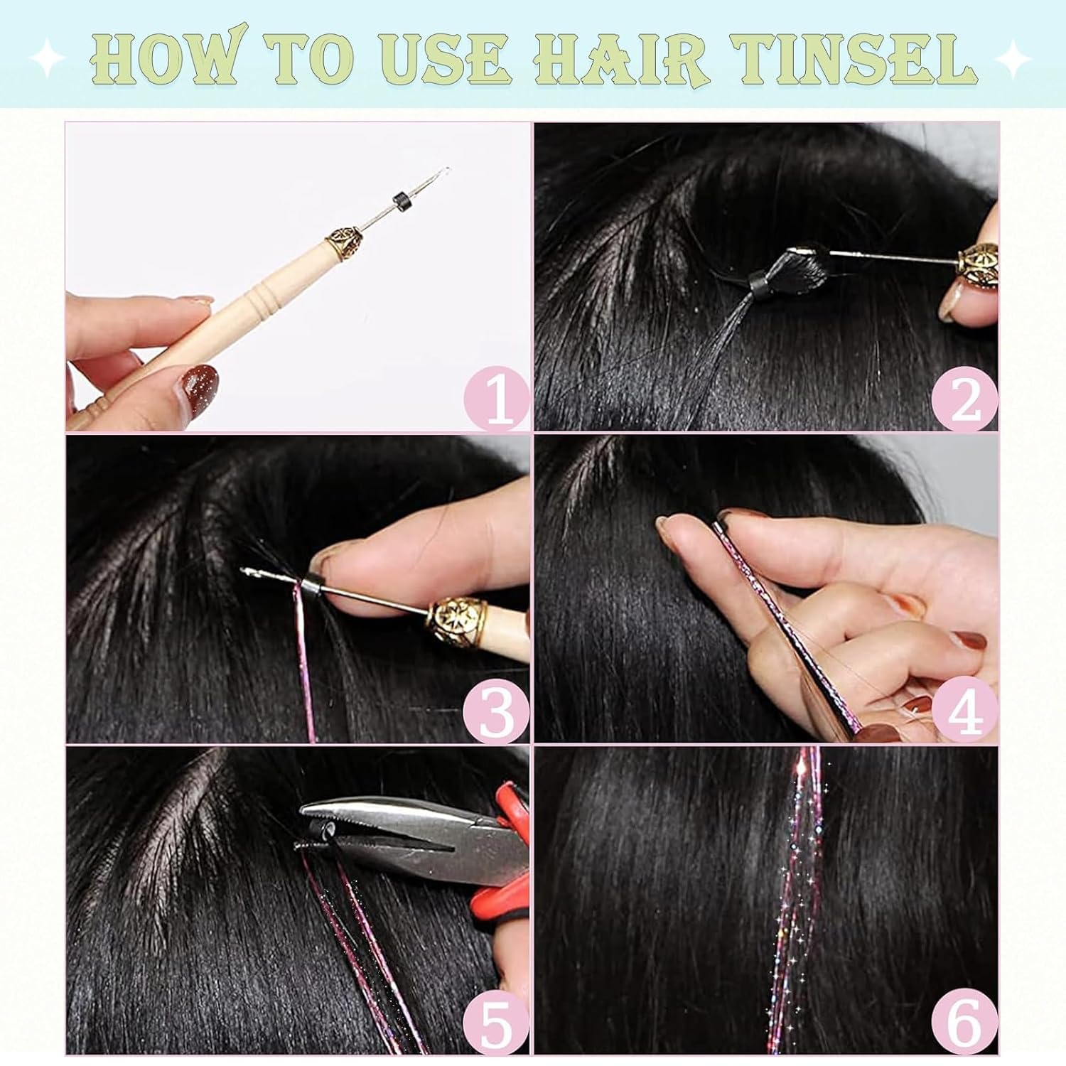 LEDIZE Hair Tinsel Kit gift pack of colorful rubber bands.