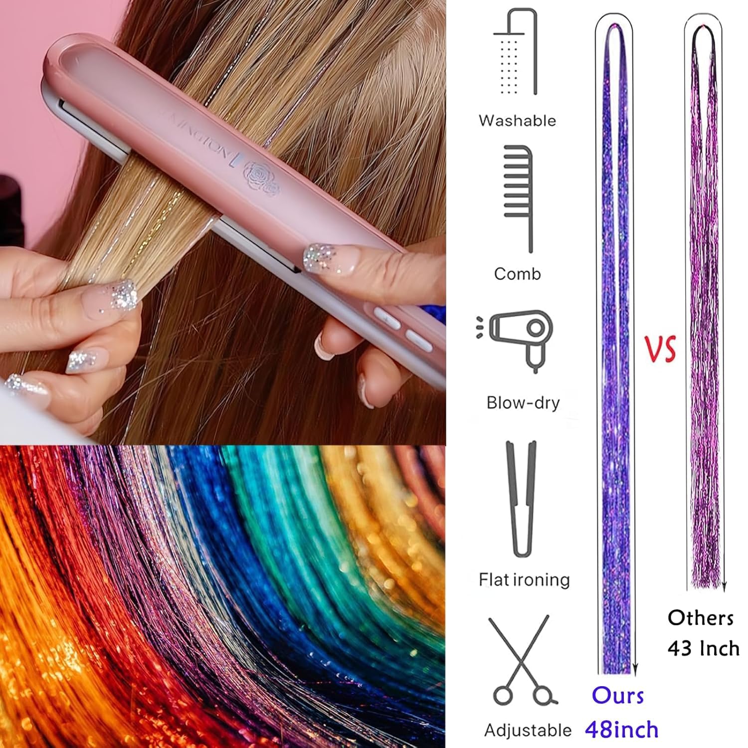 LEDIZE Hair Tinsel Kit ponytail hoop tools for versatile styling.