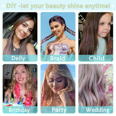 LEDIZE Hair Tinsel Kit rainbow colors for playful, expressive styles.