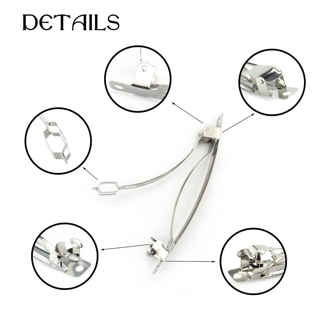 LEEFONE barrette with side holes for securing embellishments.