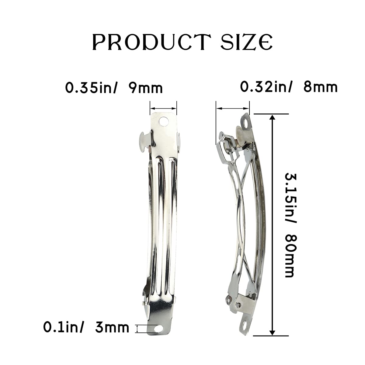 LEEFONE silver-tone barrette clip with snap closure for easy wear.