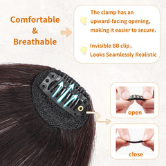 Leelebamo lace mesh clip-in bangs for breathable comfort.