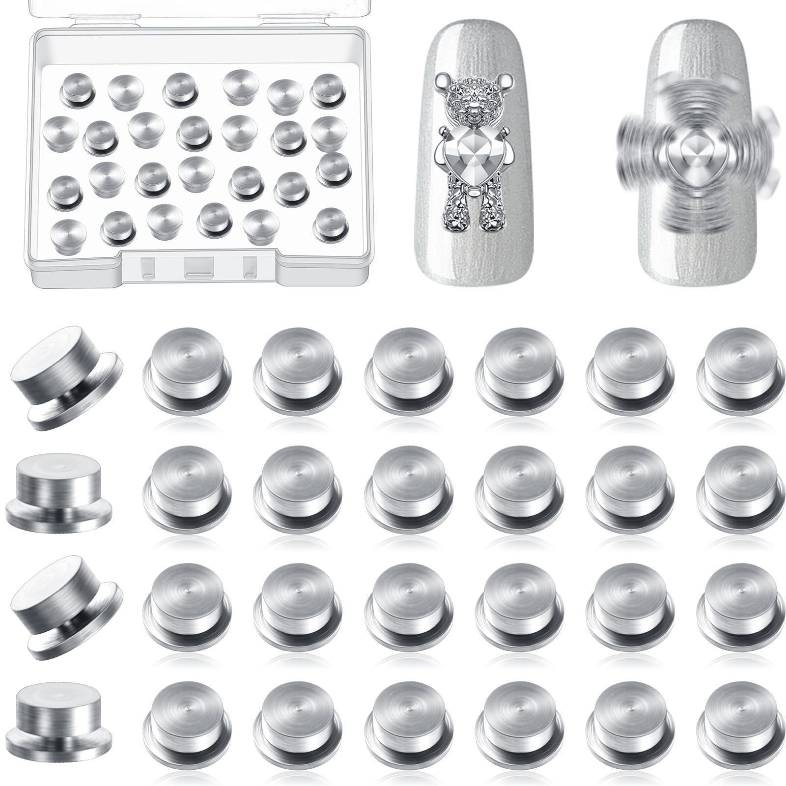 Leelosp spinning nail charms package with 30 pieces for varied manicures