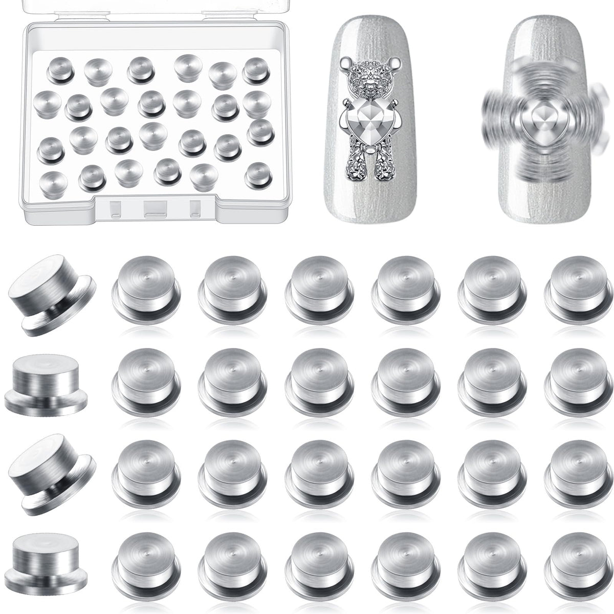 Leelosp spinning nail charms package with 30 pieces for varied manicures