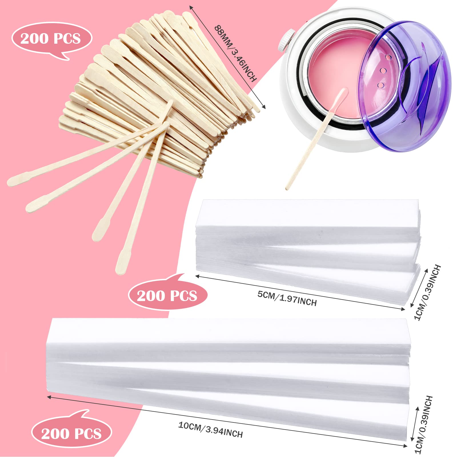 Leelosp wooden applicator sticks, 200-count, for precise waxing control.
