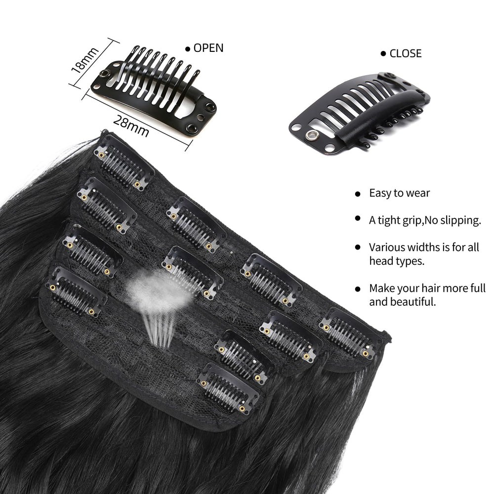 LEEONS black 20-inch wavy hairpiece close-up texture for natural movement.
