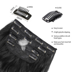 LEEONS black 20-inch wavy hairpiece close-up texture for natural movement.