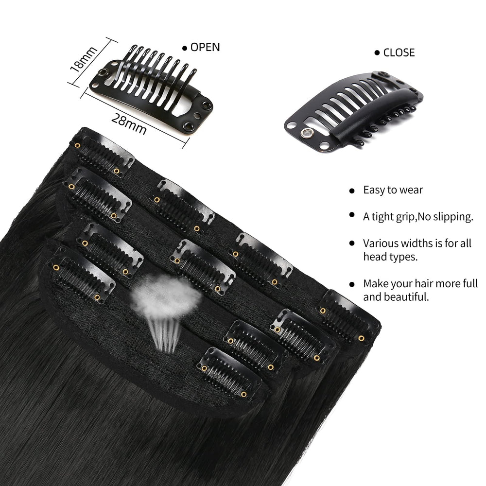 LEEONS two-clip weft provides balanced density at crown for effortless styling