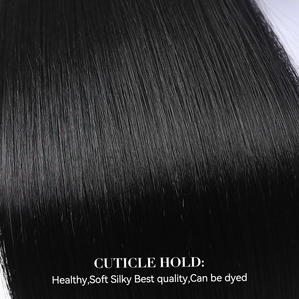 LEEONS black straight clip-in weft with 3 clips for natural fullness