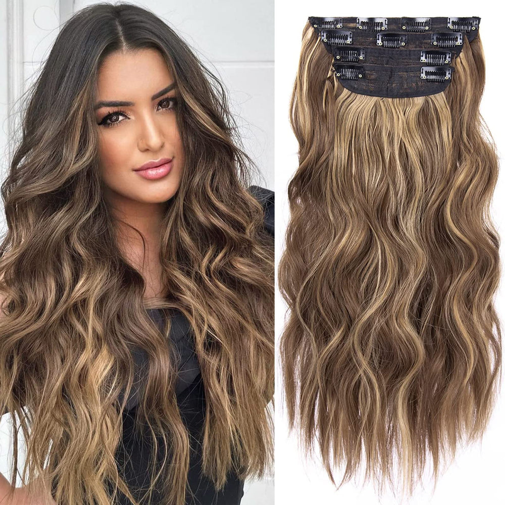 LEEONS honey blonde 20-inch clip-in extensions for instant volume and length