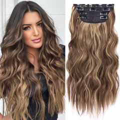LEEONS honey blonde 20-inch clip-in extensions for instant volume and length