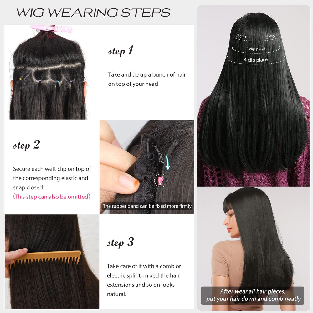 LEEONS synthetic straight hair appears smooth and easy to detangle