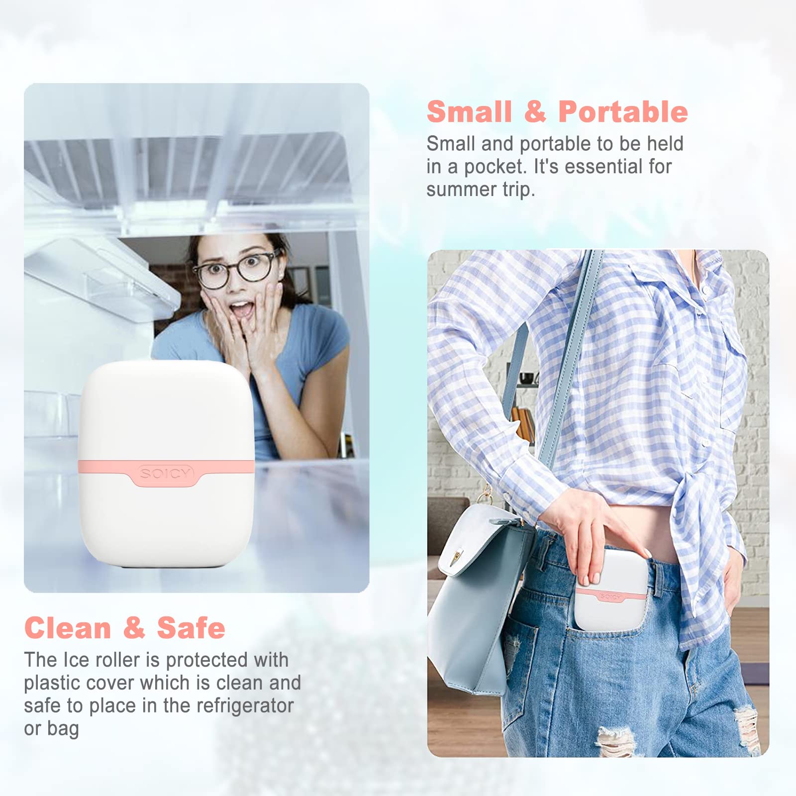Leeshine Ice Roller cooling action: quiet, soothing massage for fatigue relief.